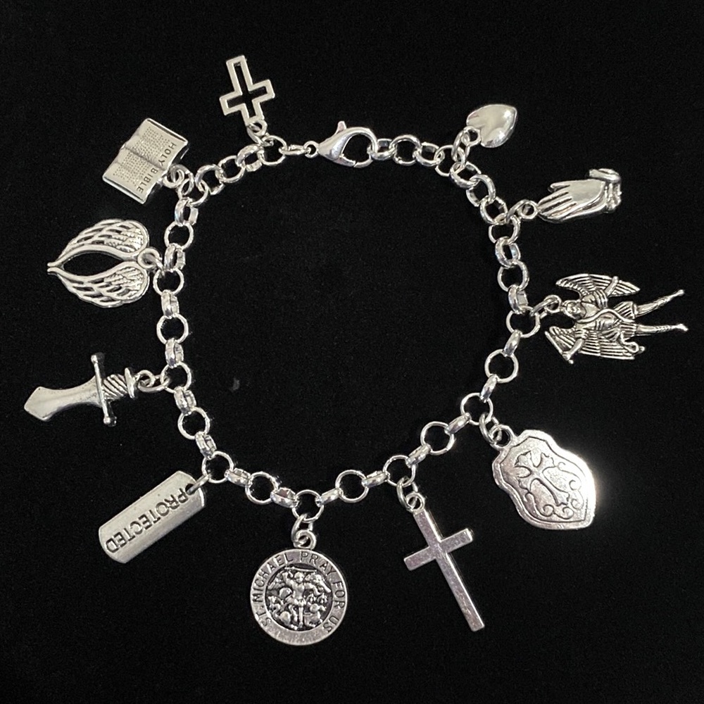 Saint Michael Charm Bracelet Protector Religious Christian Archangel